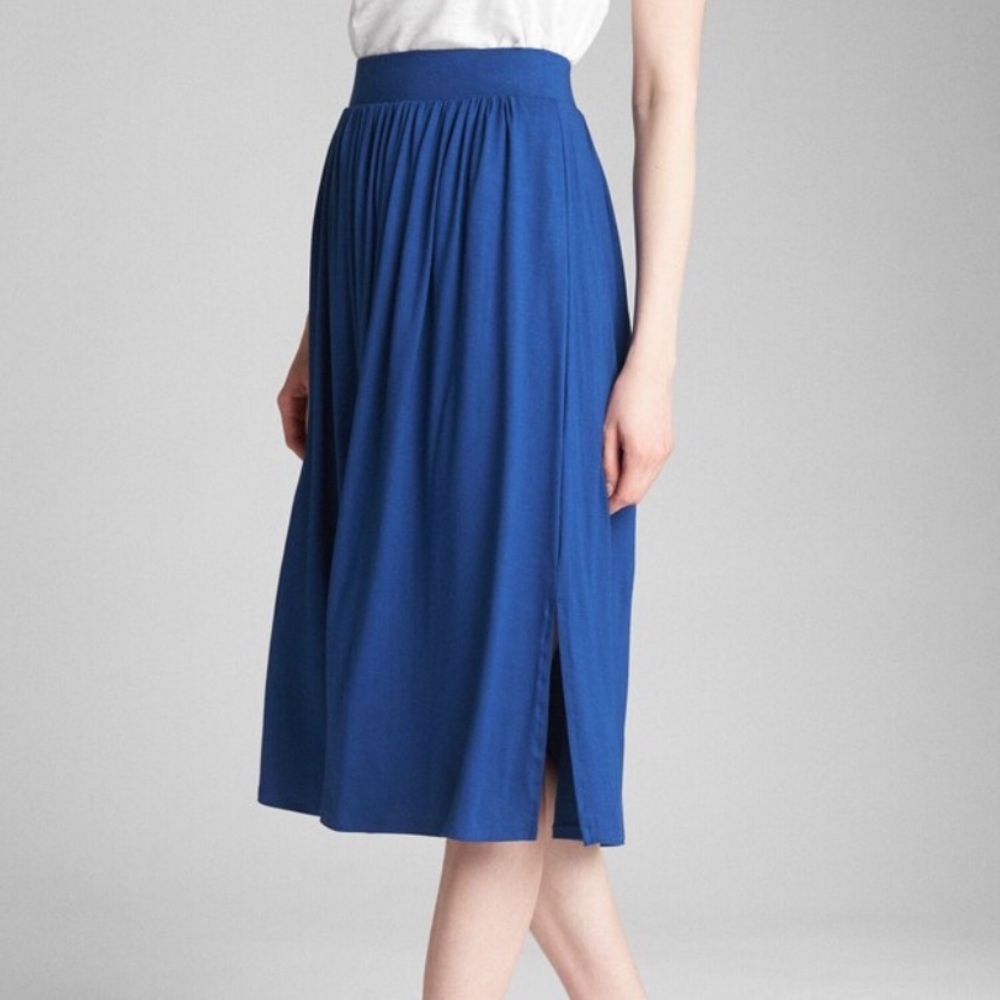 Gap Shirred Midi Side Slit Skirt